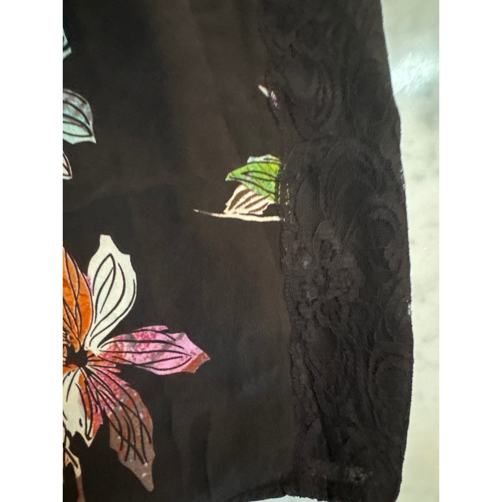 Maeve Anthropologie Black Silk Floral Lace Trim Camisole Top Womens Size 8 - Picture 3 of 8